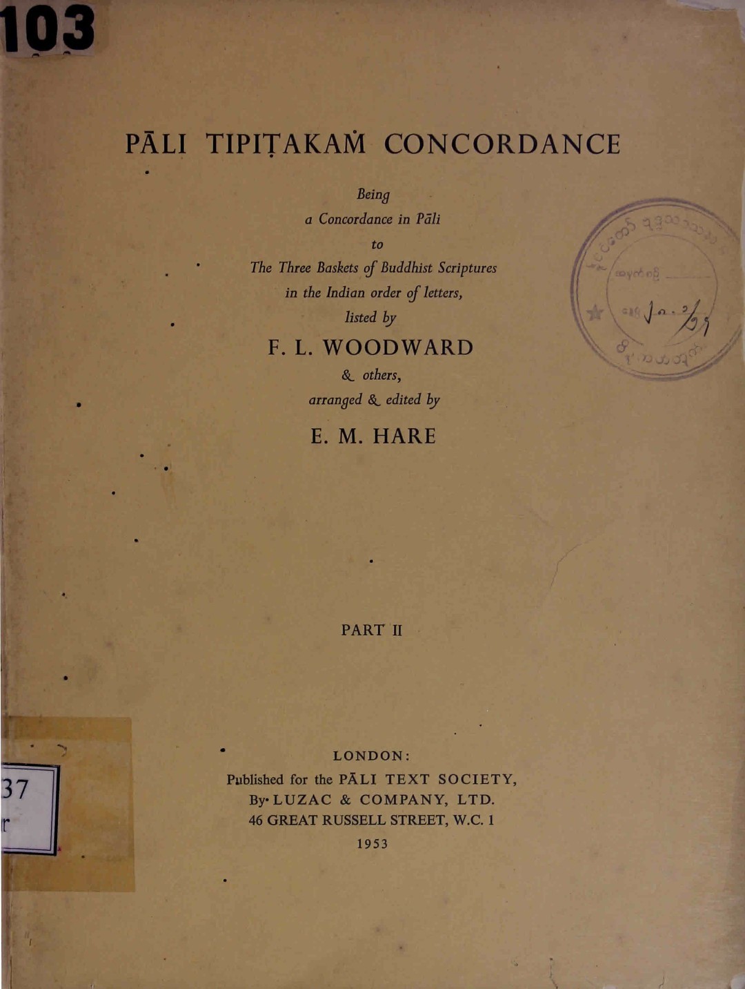Pali Tipitakan Concordance Part II